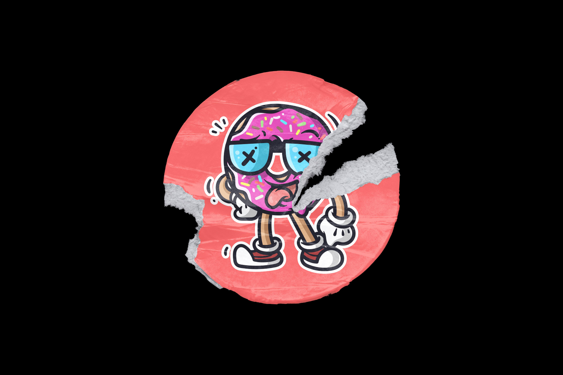 Ripped Round Sticker Mockup