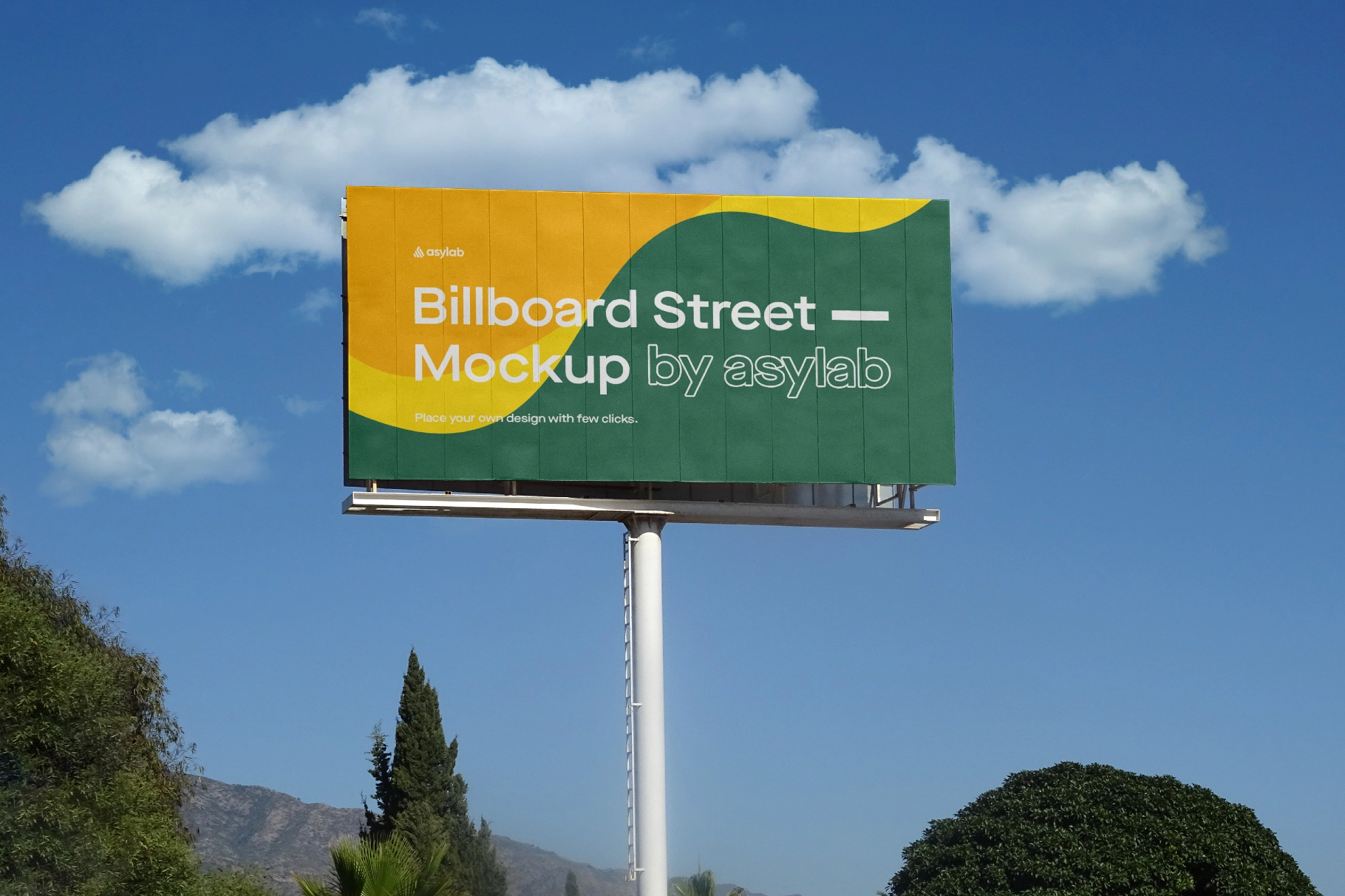 Front-View Roadside Billboard Mockup