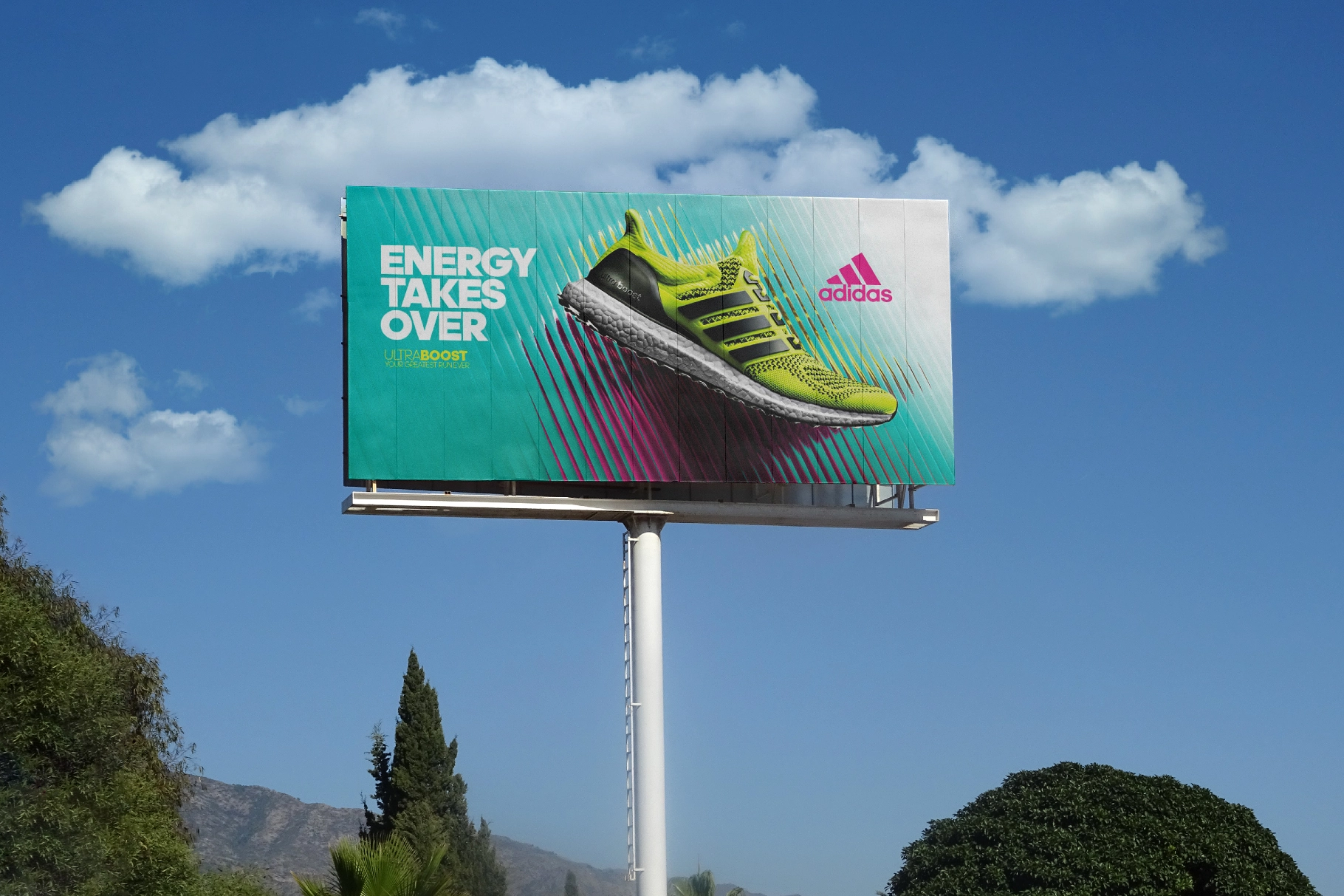 Front-View Roadside Billboard Mockup