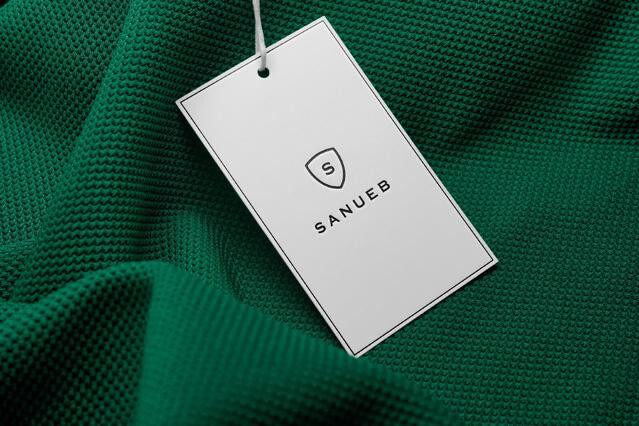 Garment Tag Mockup on Textured Knit