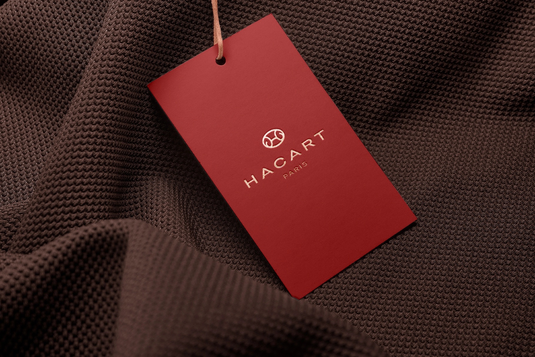 Garment Tag Mockup on Textured Knit
