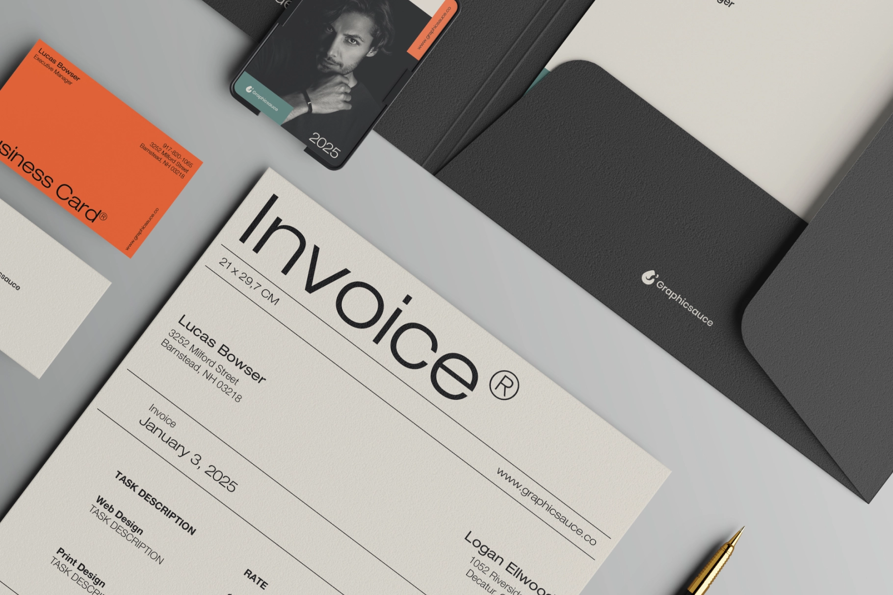 Document Folder ID Card with Pen Mockup