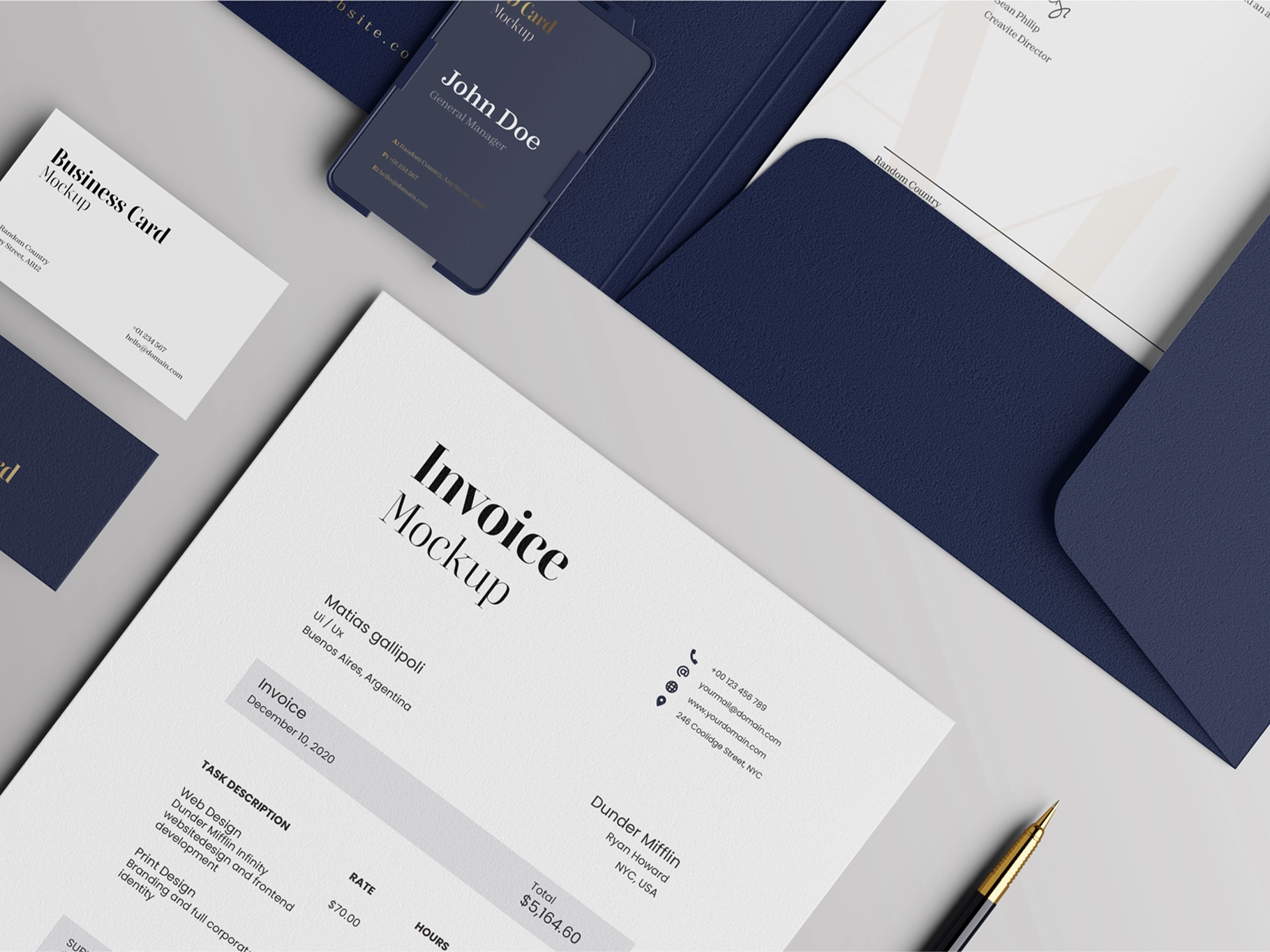 Document Folder ID Card with Pen Mockup