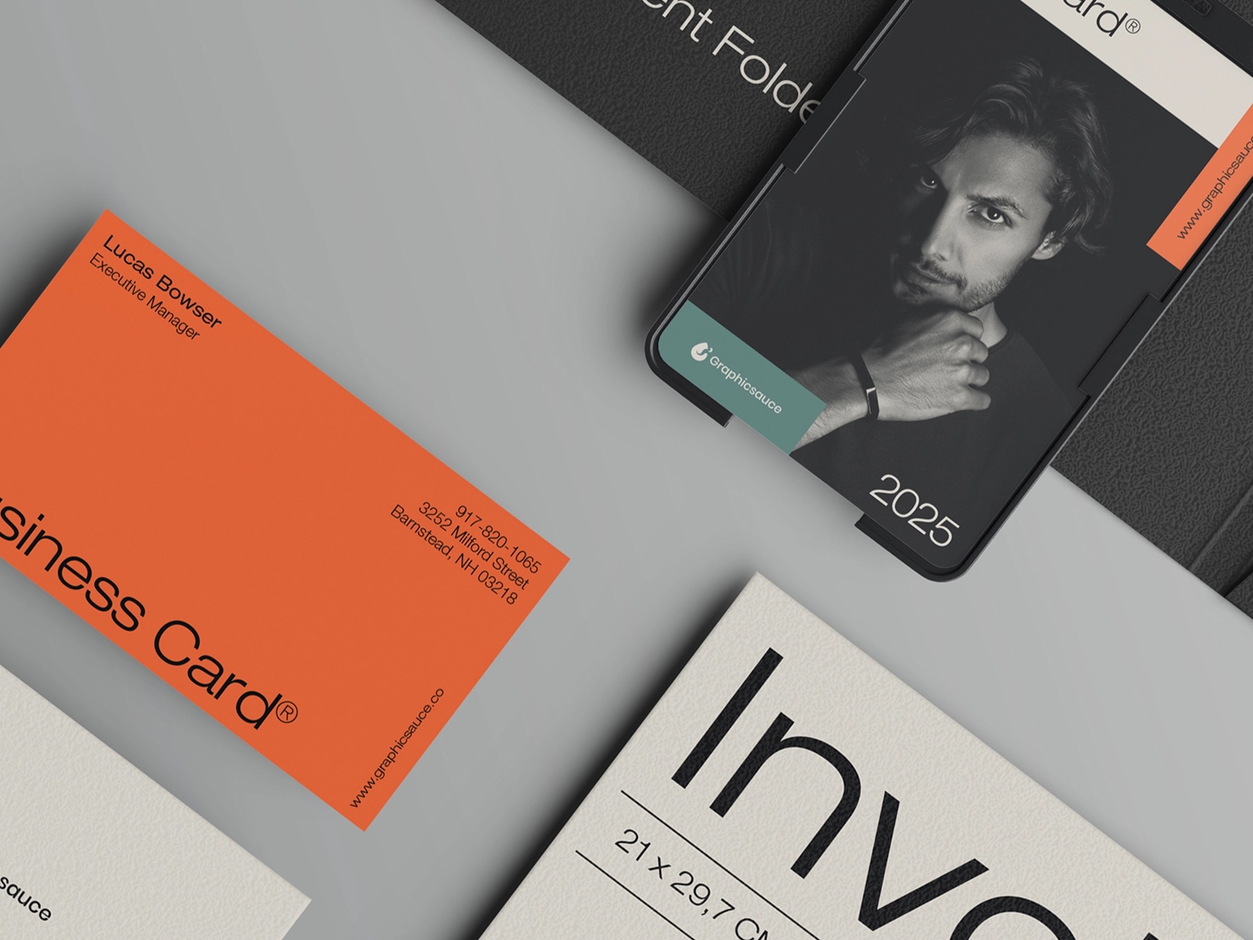 Document Folder ID Card with Pen Mockup