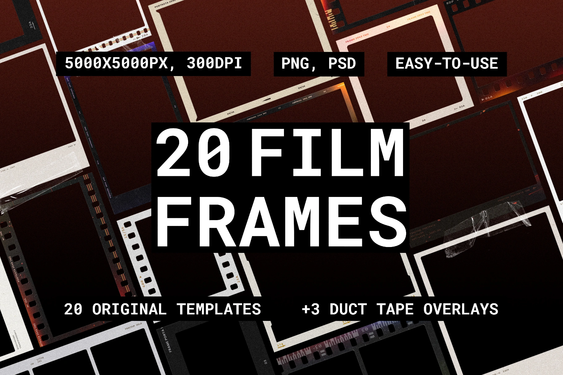Film Frames Collection: PSD & PNG Overlays