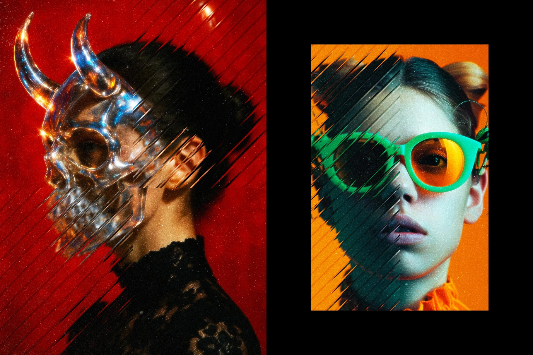 Diagonal Glass Photo Effect