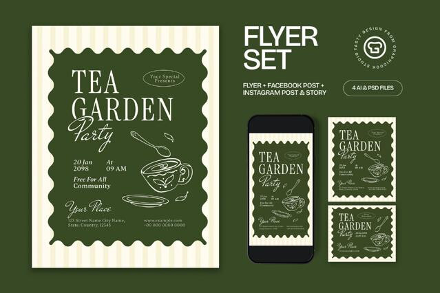 Tea Garden Party Flyer