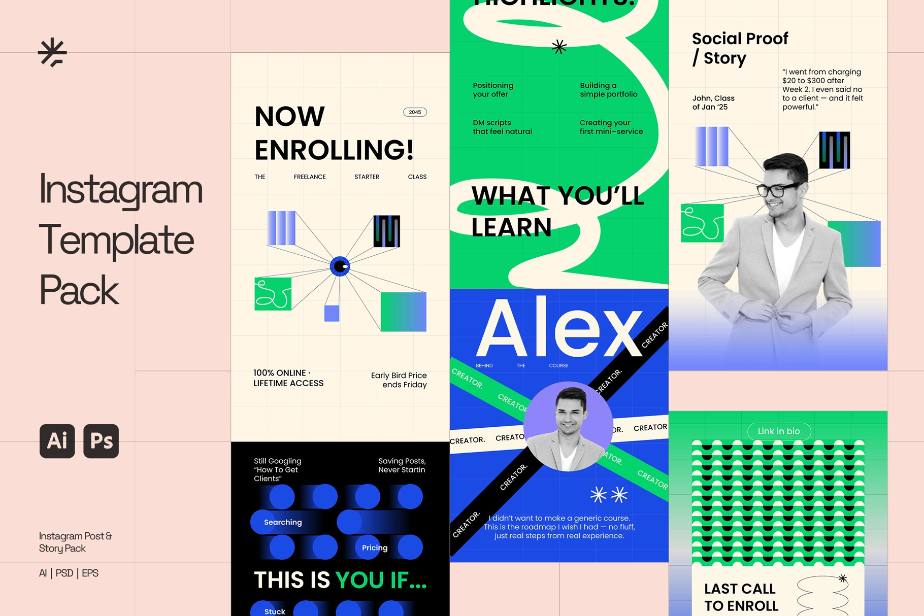 Ecourse Instagram Template Pack - Adobe Template