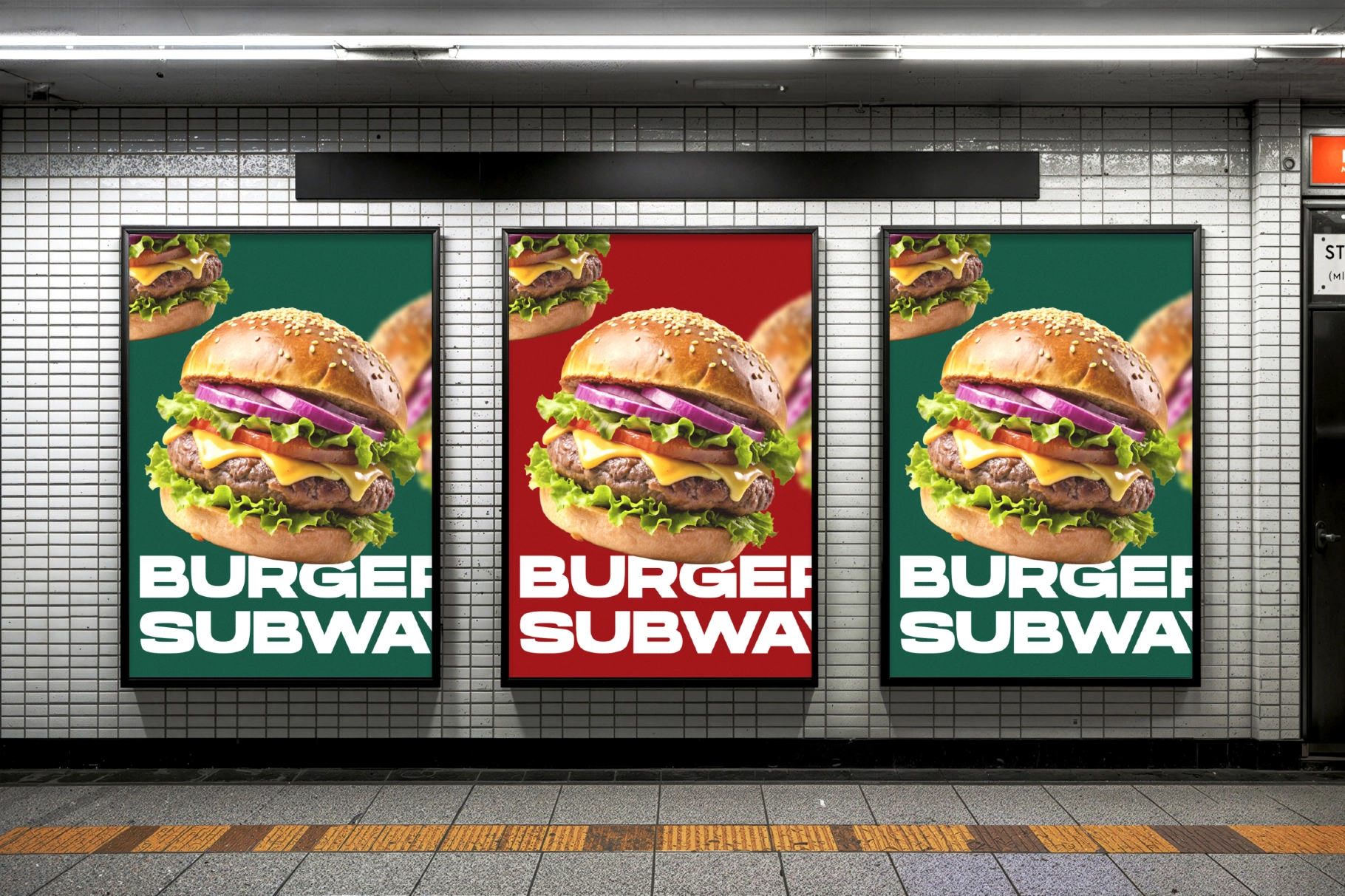 Posters in Subway Station Mockup