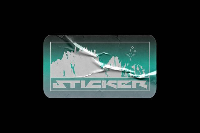 Crumpled Rectangle Sticker Mockup