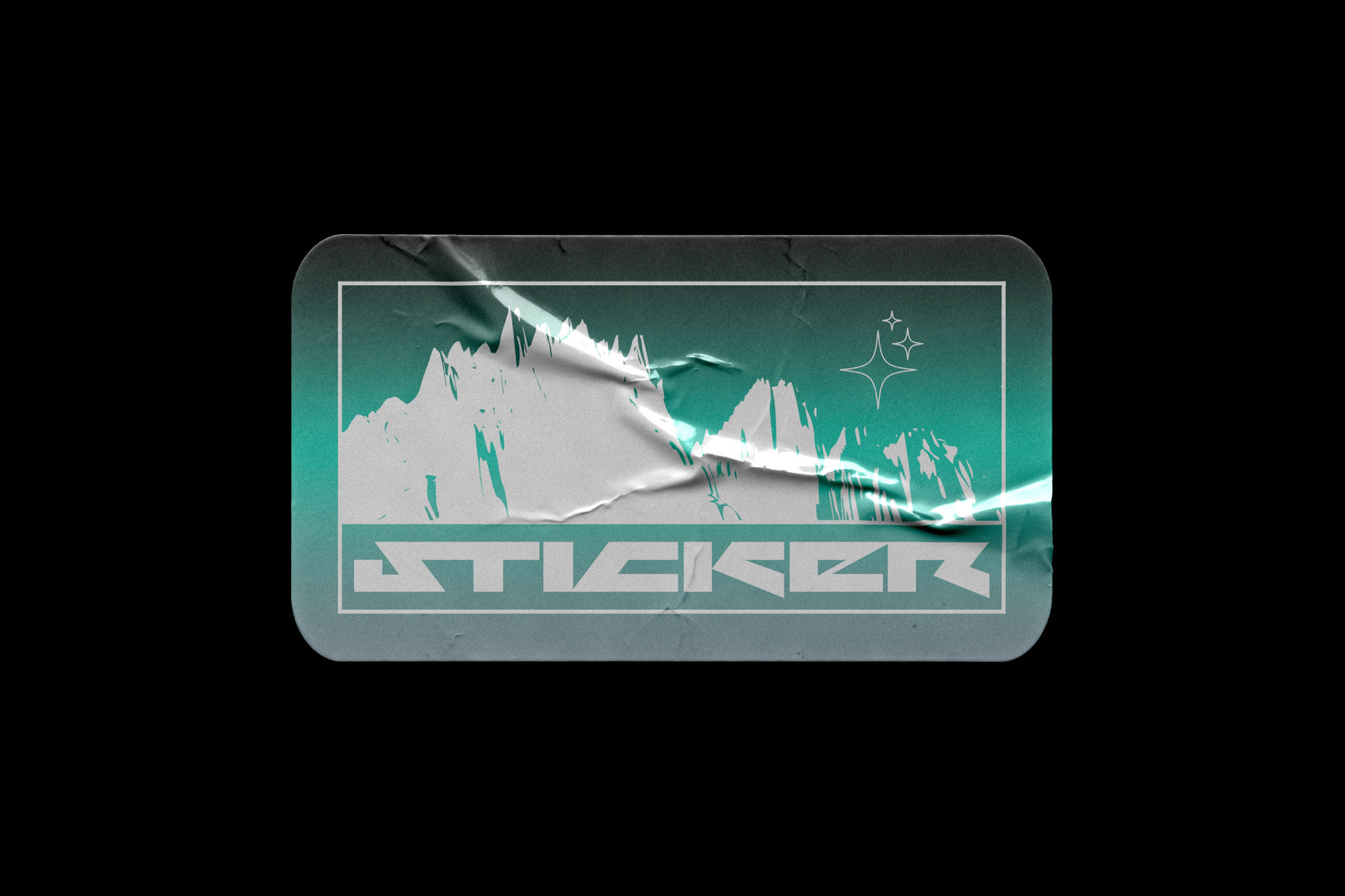 Crumpled Rectangle Sticker Mockup