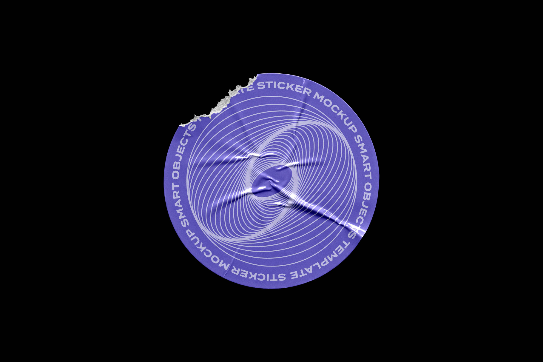 Round Sticker Mockup with Torn Bite