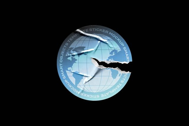 Round Torn Sticker Mockup