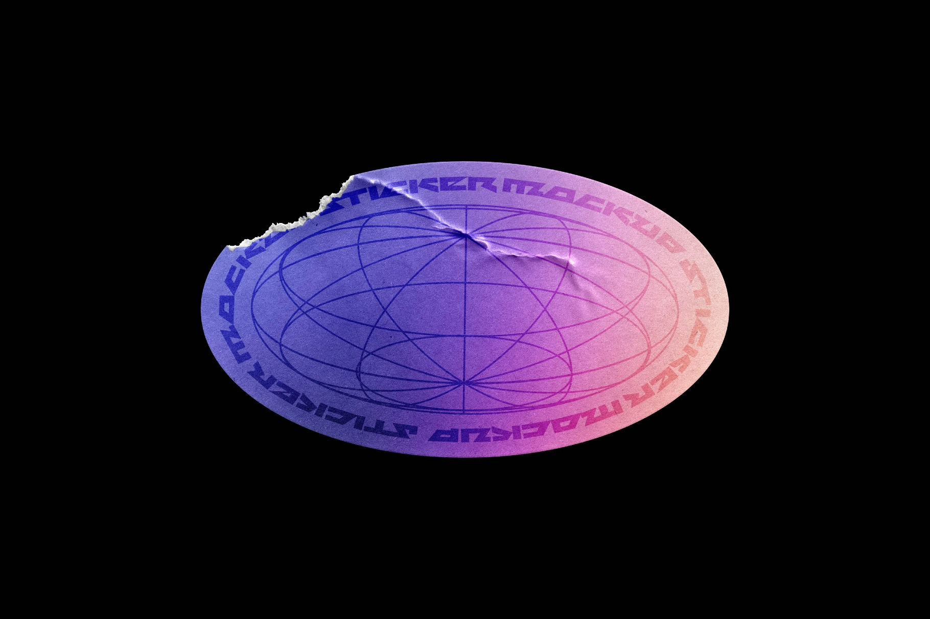 Ripped Oval Sticker Mockup