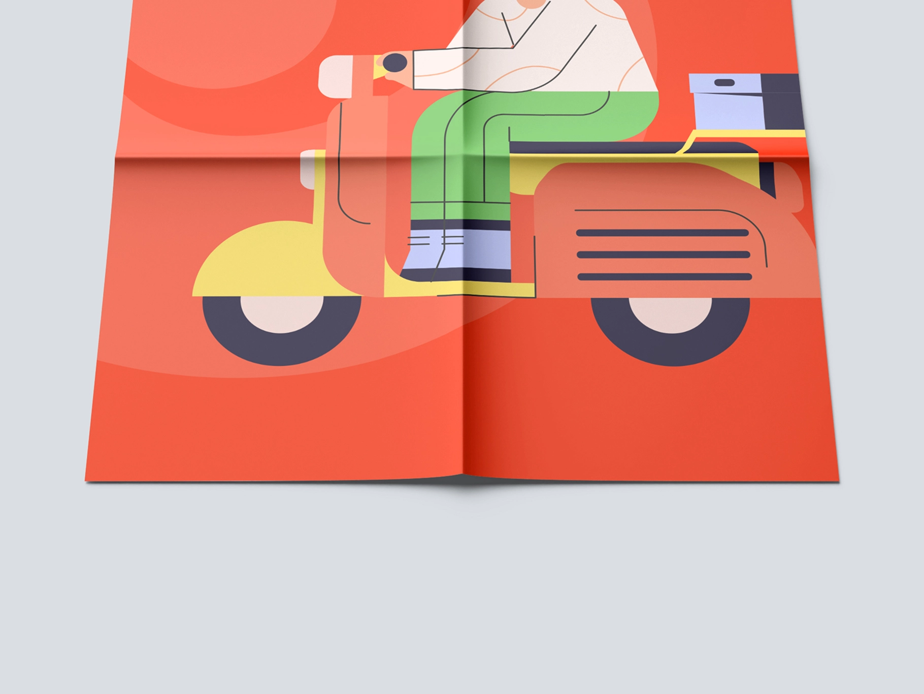 Folded Poster Mockup Low Angle View