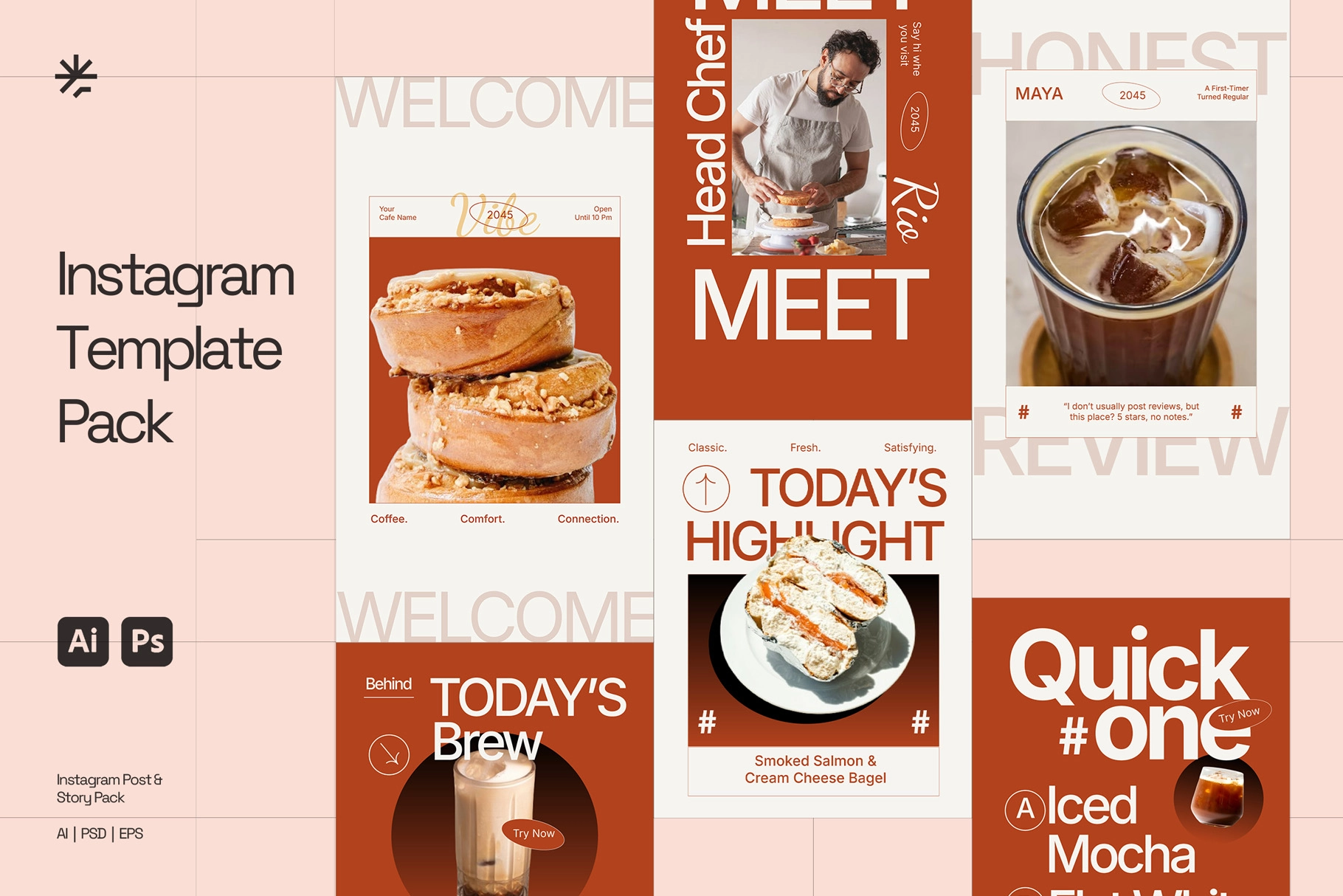 Restaurant & Coffee Instagram Pack Adobe Template