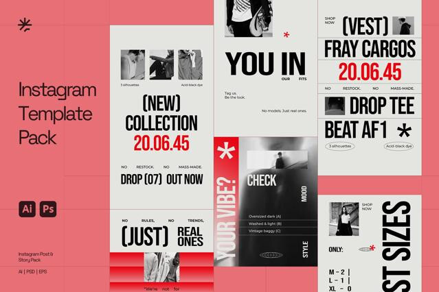 Streetwear Instagram Pack - Adobe Template