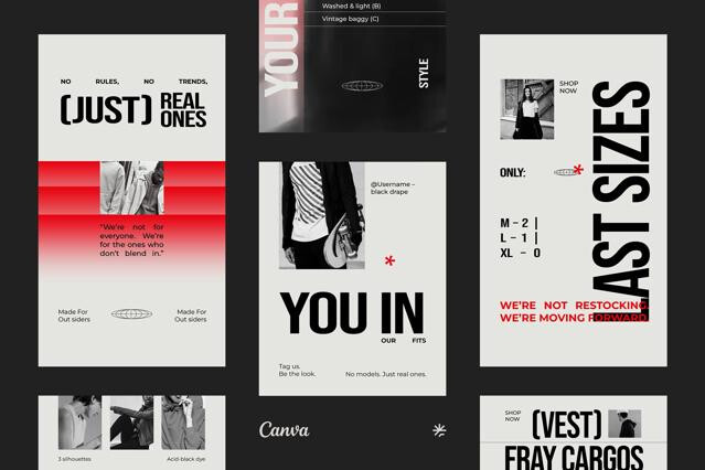 Streetwear Fashion Instagram Pack - Canva Template