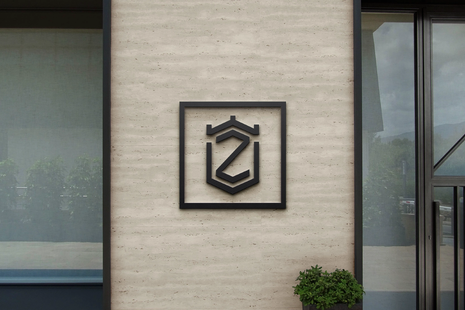 Concrete Cladding Signage Mockup