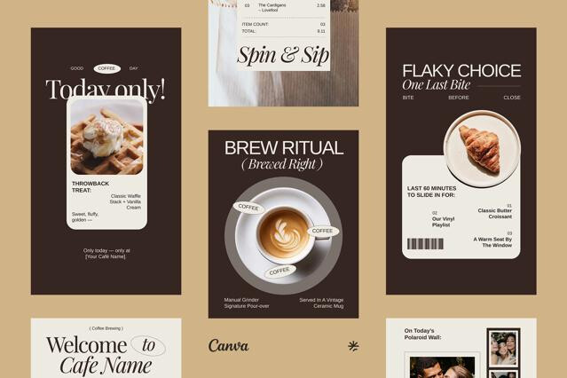 Nostalgic Cafe Instagram Pack - Canva Template