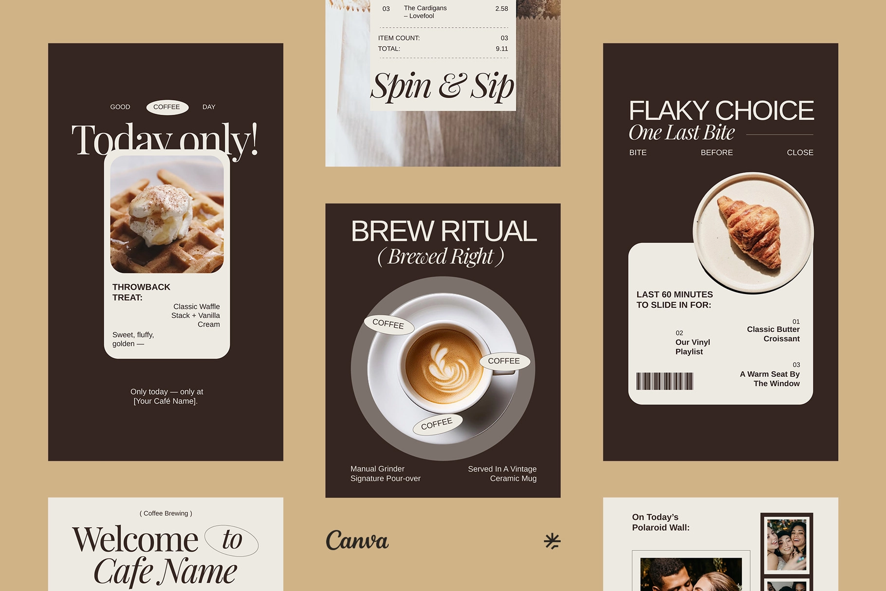 Nostalgic Cafe Instagram Pack - Canva Template