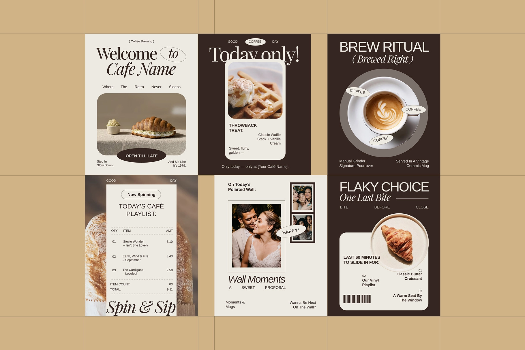 Nostalgic Cafe Instagram Pack - Canva Template