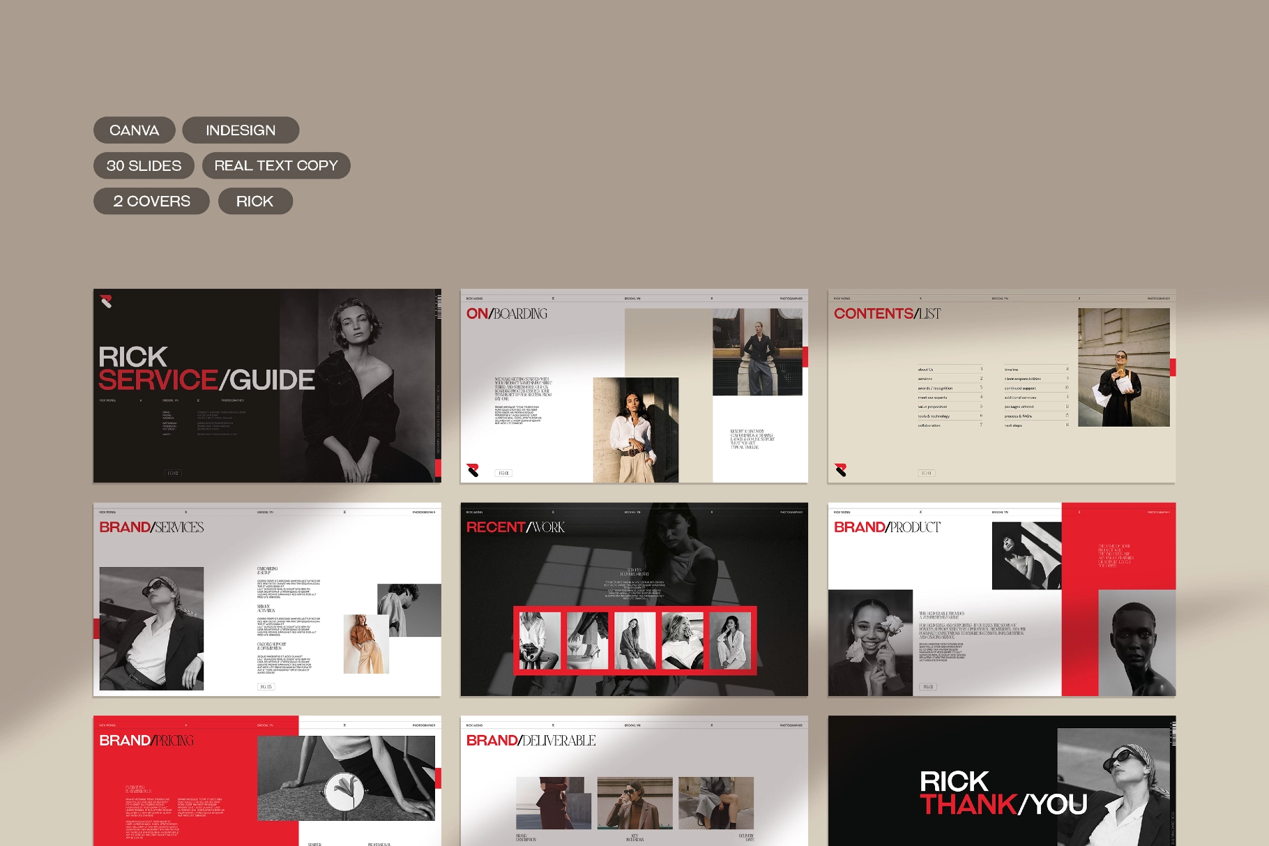 RICK | Service & Pricing Guide Template
