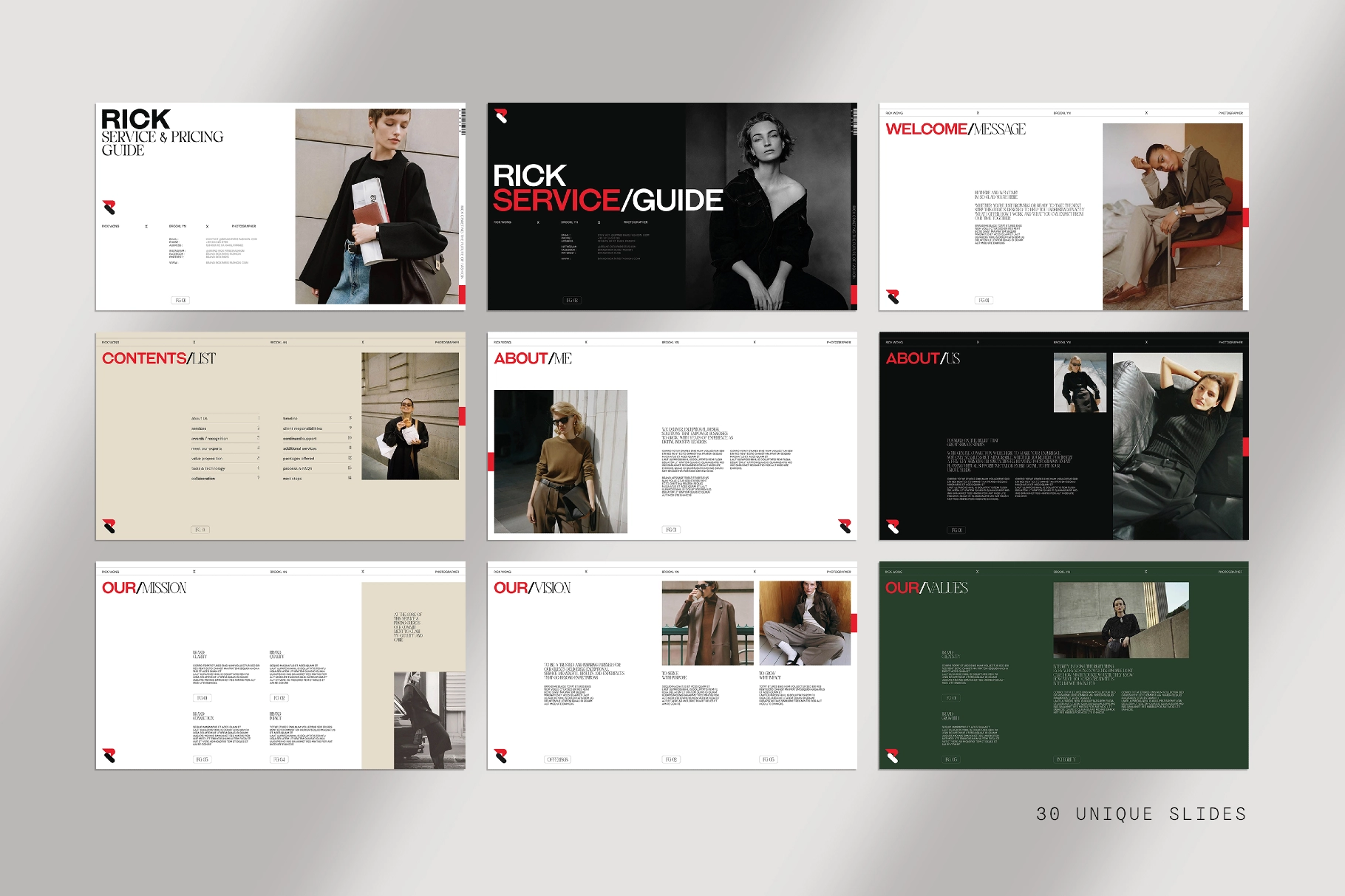 RICK | Service & Pricing Guide Template