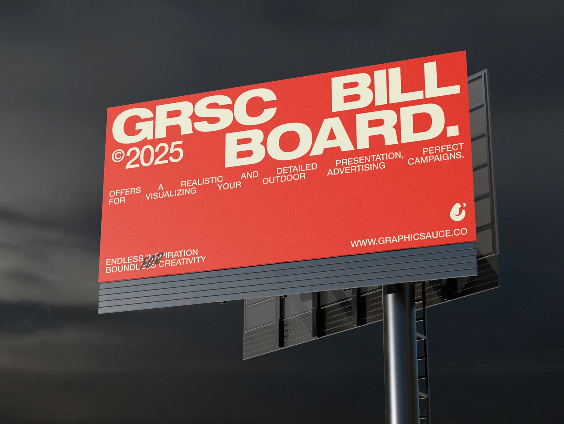 Billboard Double Side Mockup Low Angle View