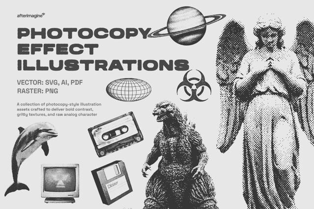 Photocopy Effect Illustrations Pack