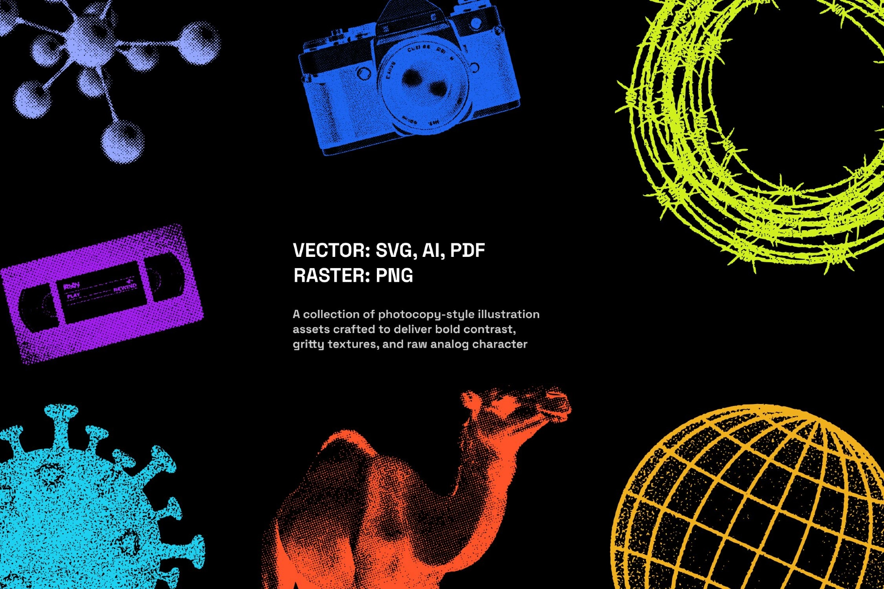 Photocopy Effect Illustrations Pack