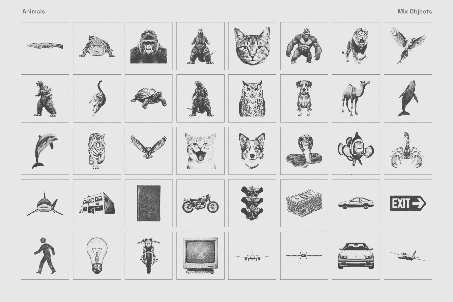 Photocopy Effect Illustrations Pack
