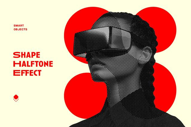 Halftone Shapes Mix Photo Effect