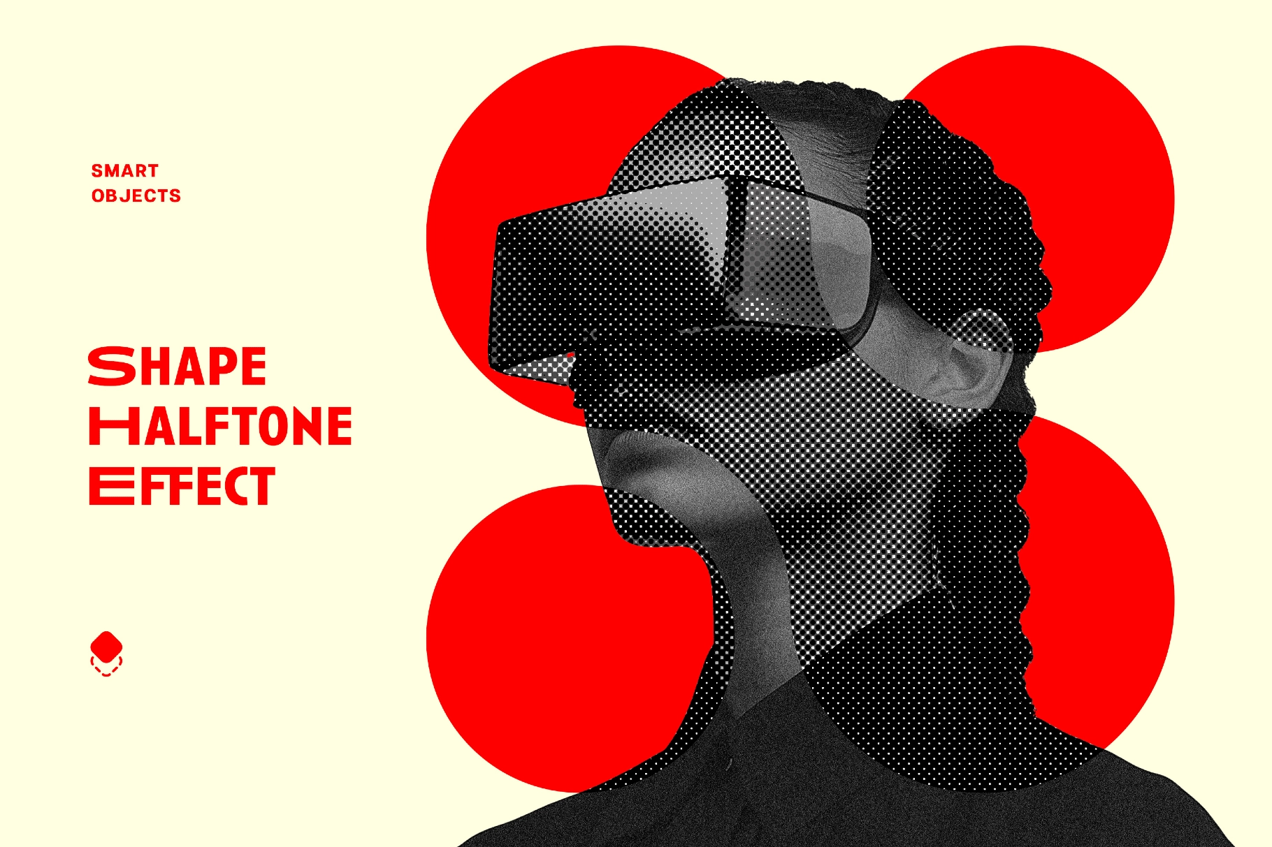 Halftone Shapes Mix Photo Effect