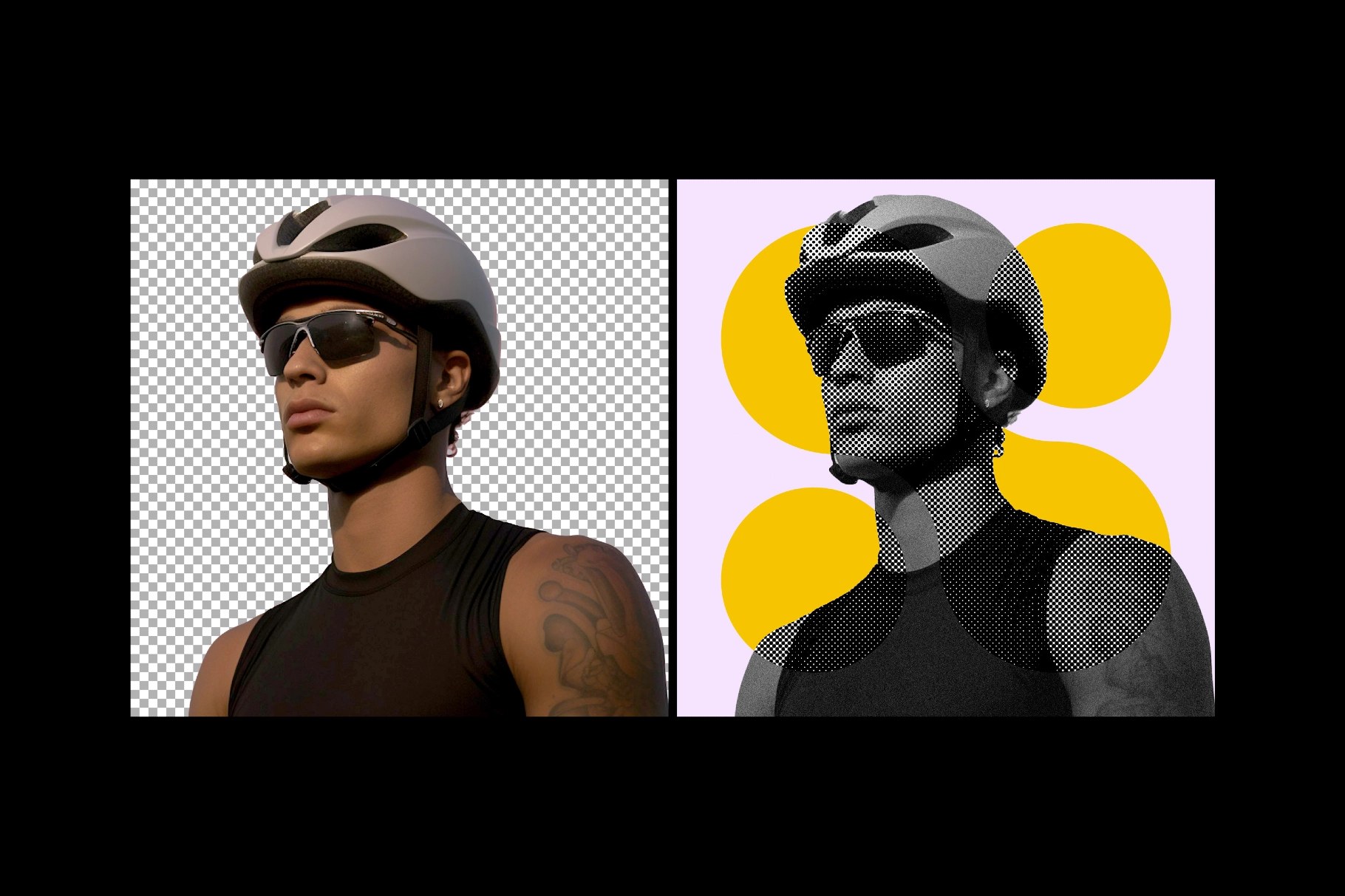 Halftone Shapes Mix Photo Effect