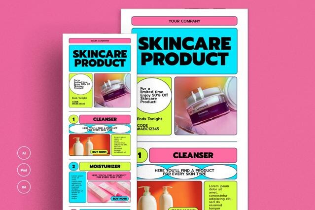 Blue And Pink Bold Skincare Product Newsletter