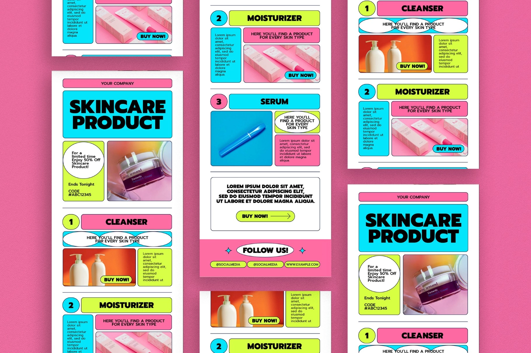 Blue And Pink Bold Skincare Product Newsletter