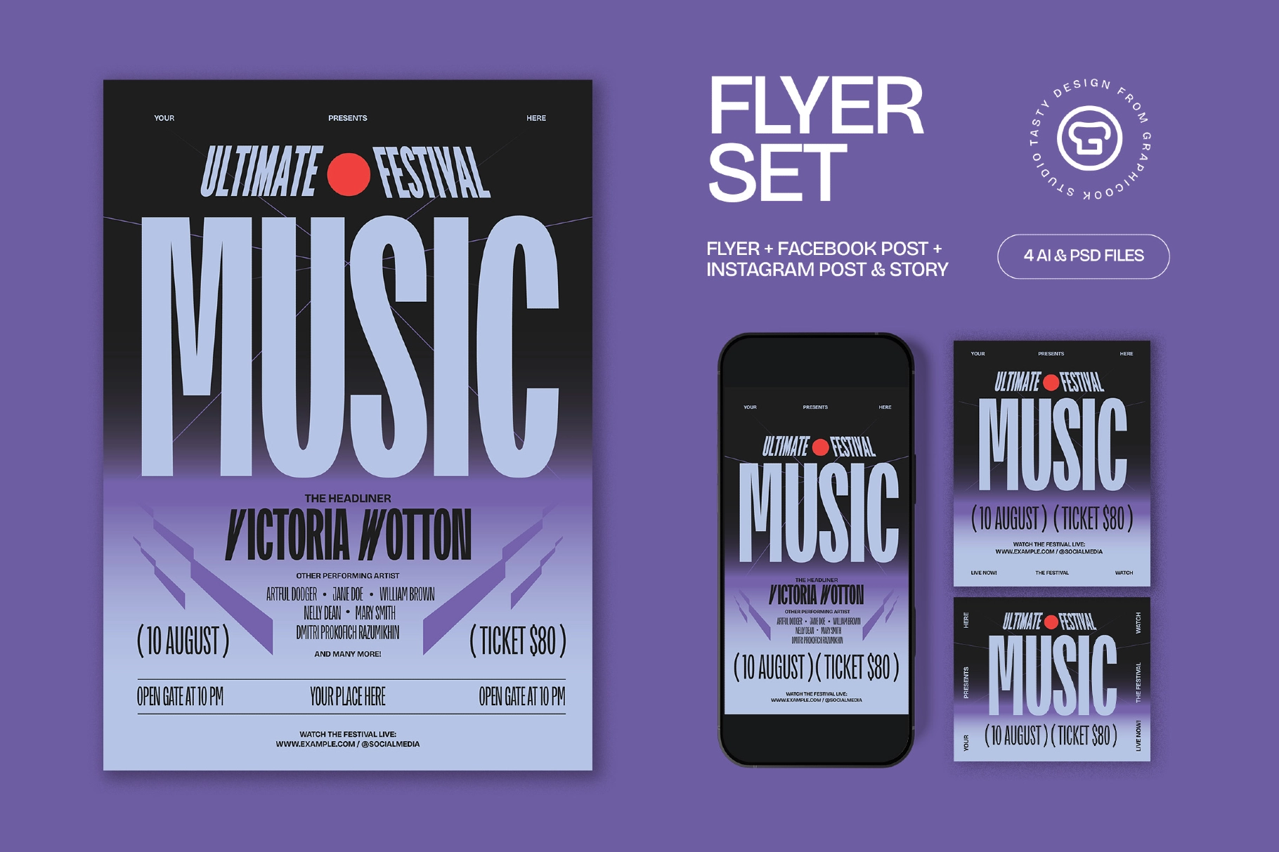 Purple Anti Design Music Festival Flyer