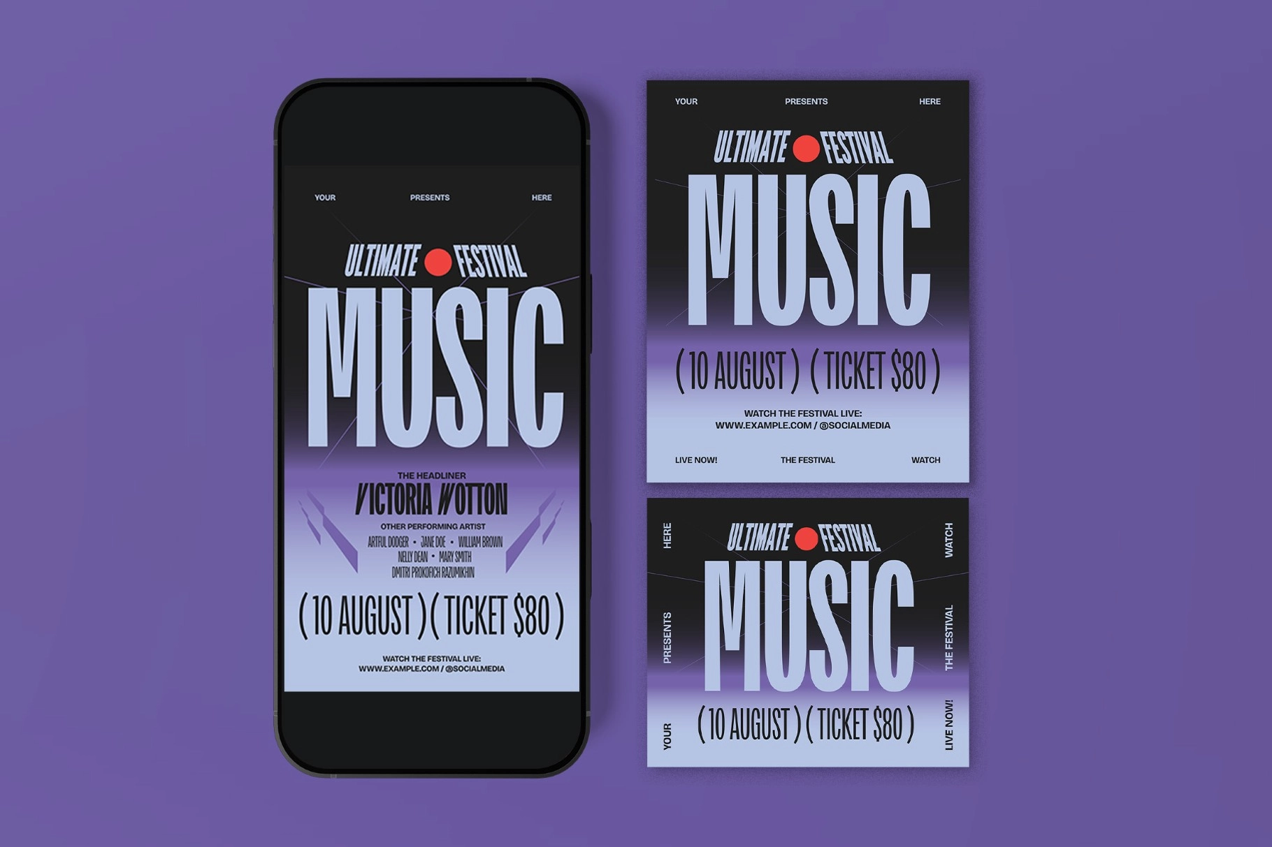 Purple Anti Design Music Festival Flyer