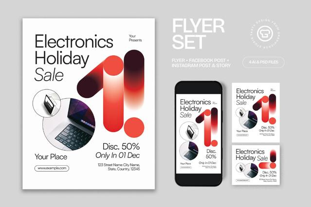 White Gradient Electronics Holiday Sale Flyer