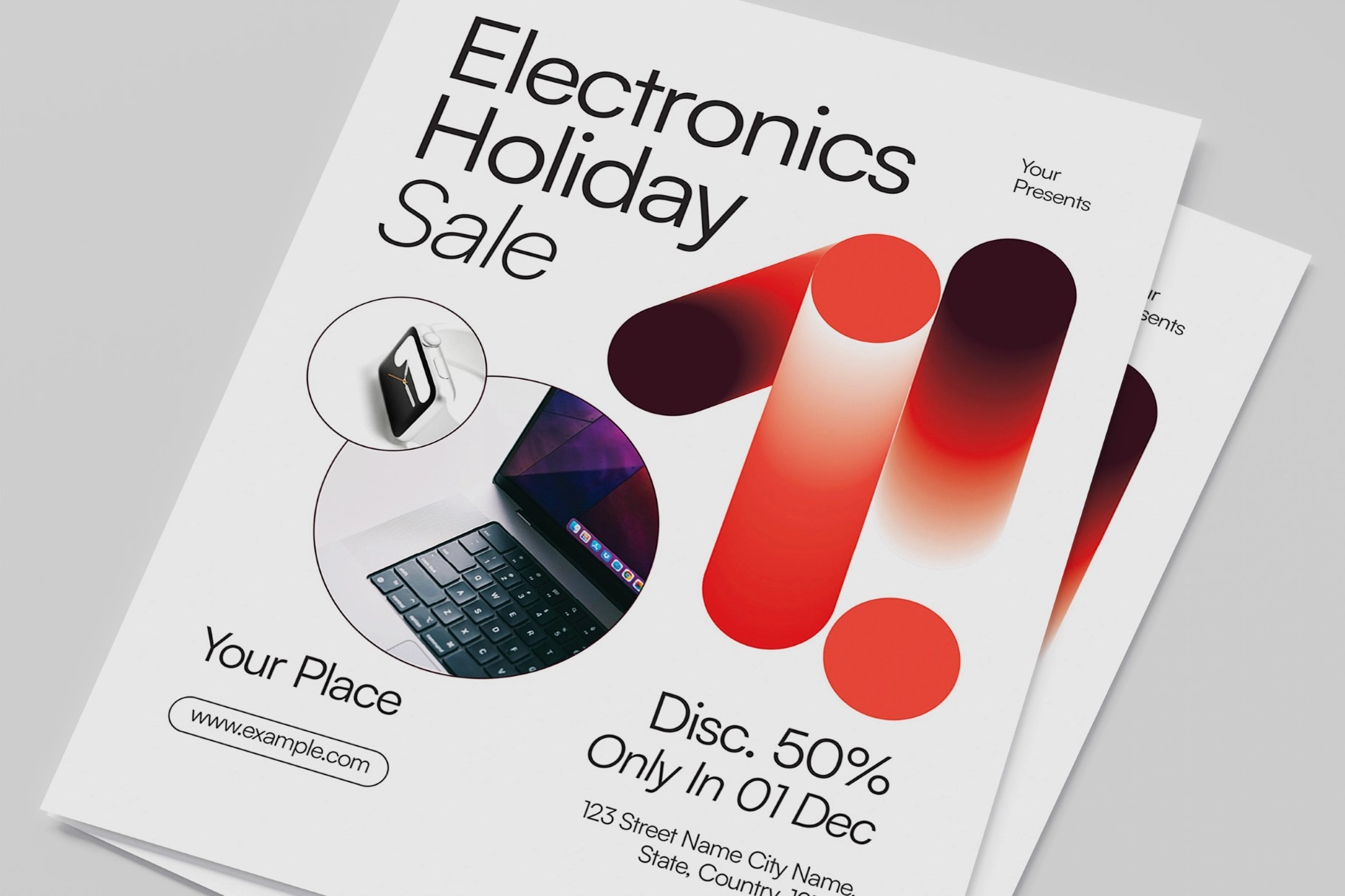 White Gradient Electronics Holiday Sale Flyer