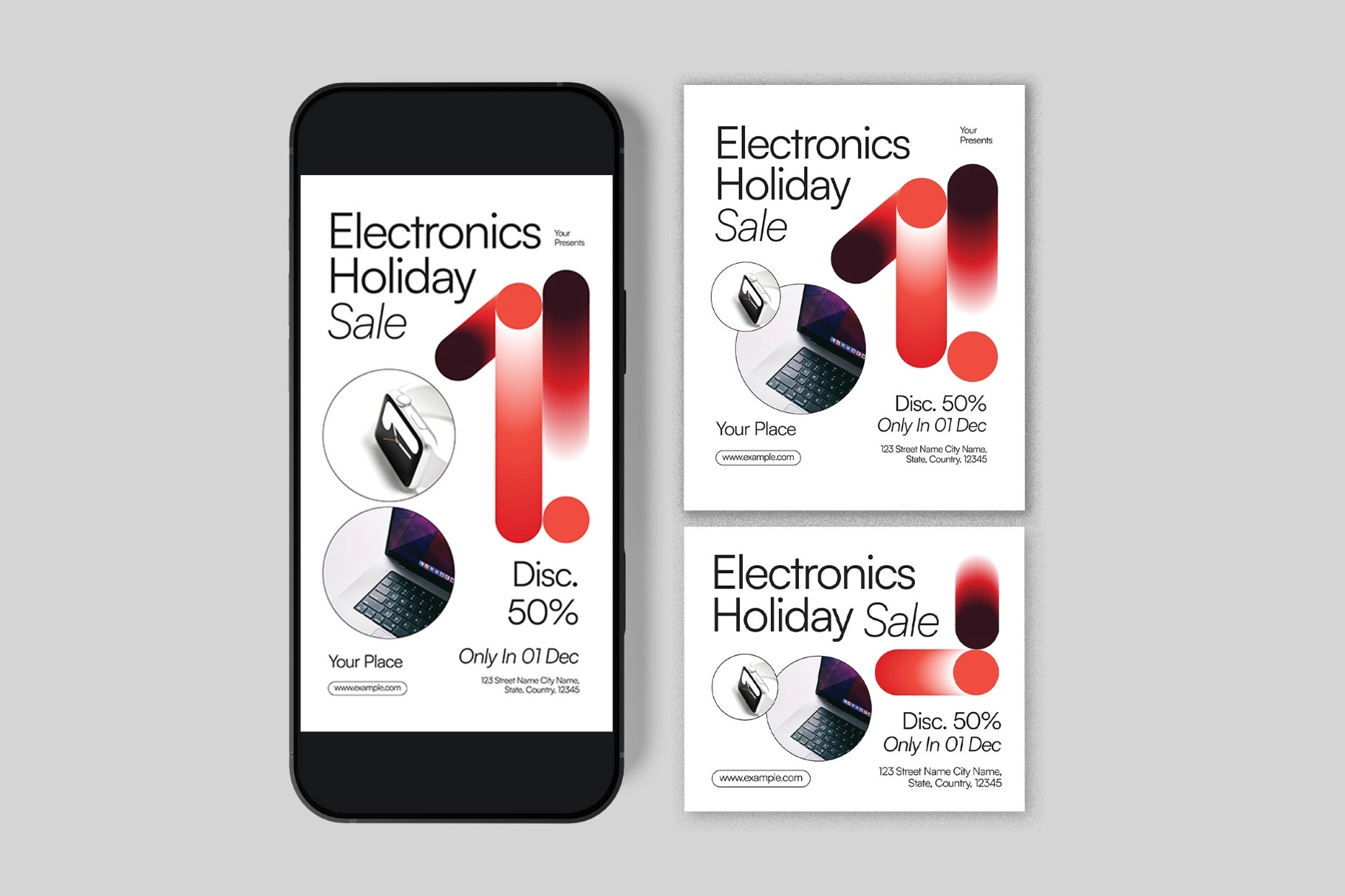 White Gradient Electronics Holiday Sale Flyer