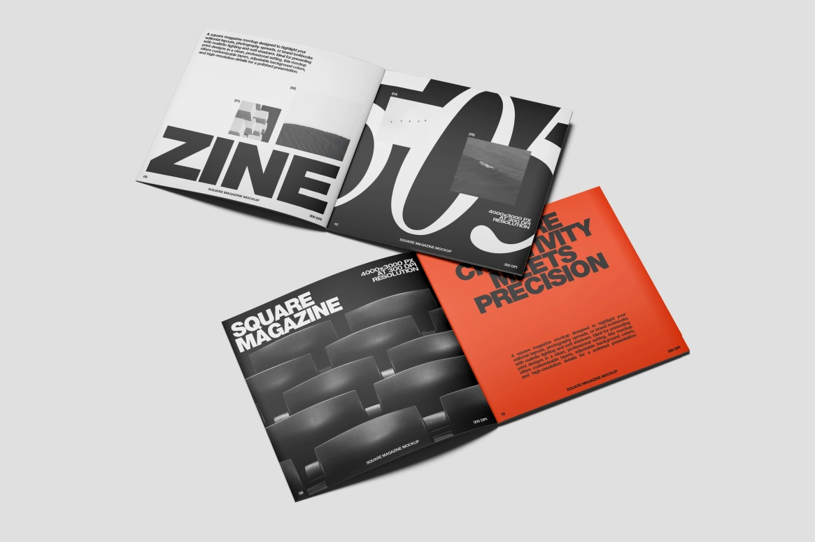 High-Quality Square Magazine Mockup Set
