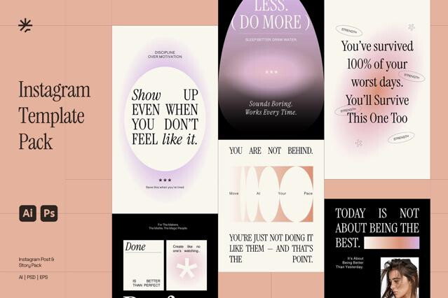 Motivational Quotes Instagram Pack Adobe Template