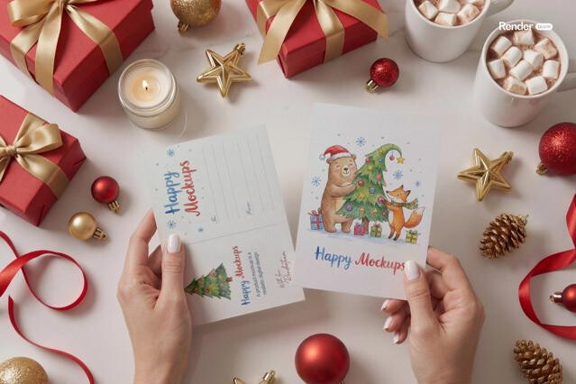 Christmas Postcard Mockup