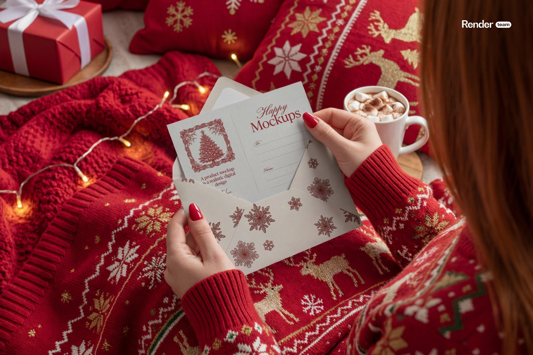 Christmas Envelope Mockup