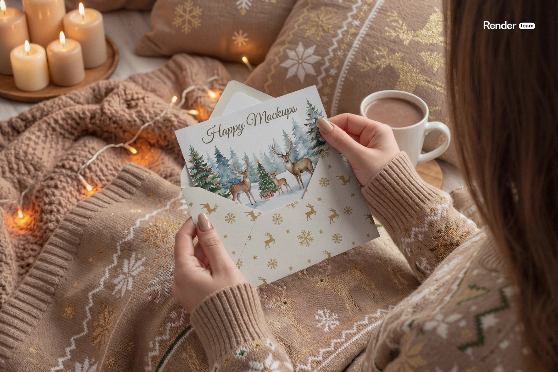 Christmas Envelope Mockup