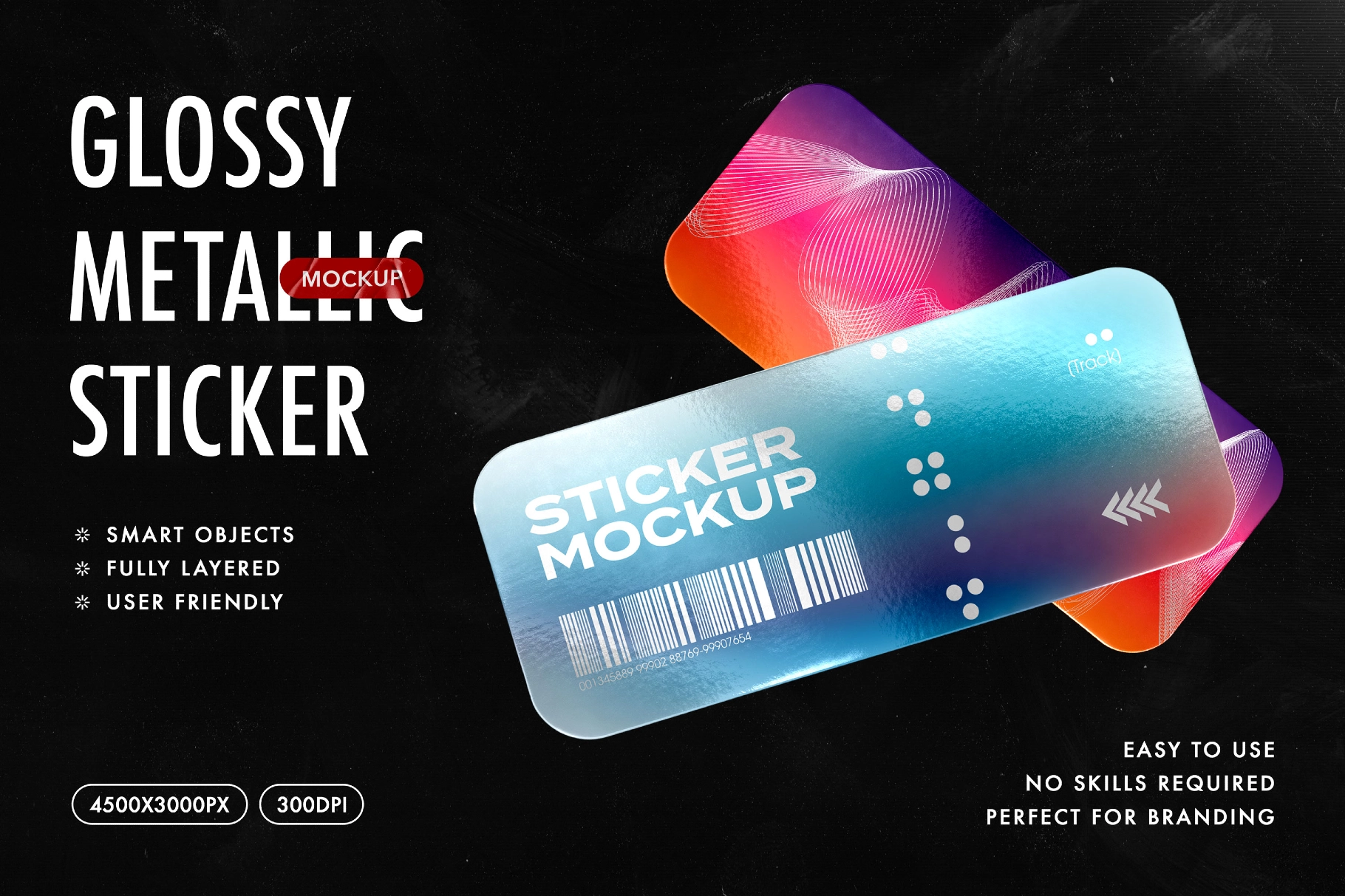 Rectangle Metallic Sticker Mockup