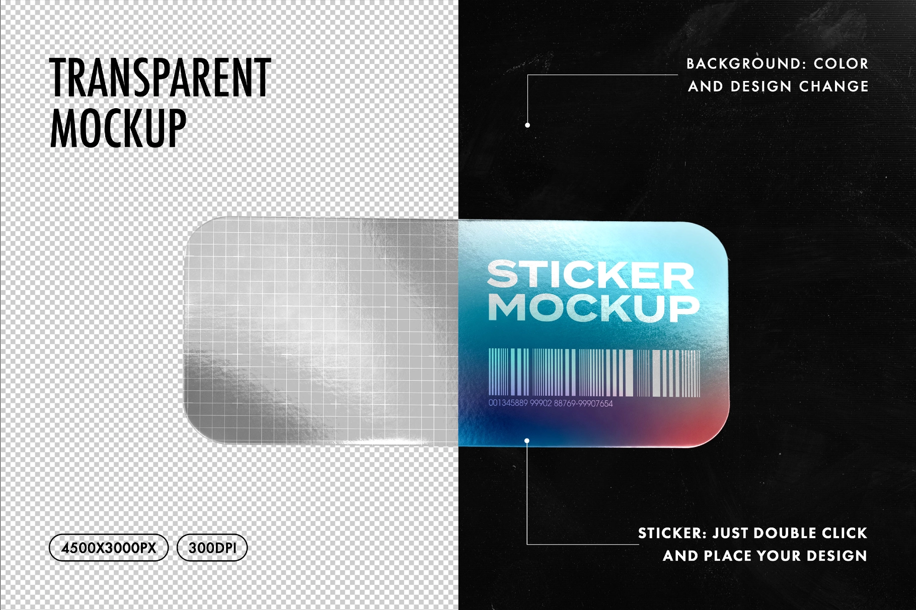 Rectangle Metallic Sticker Mockup