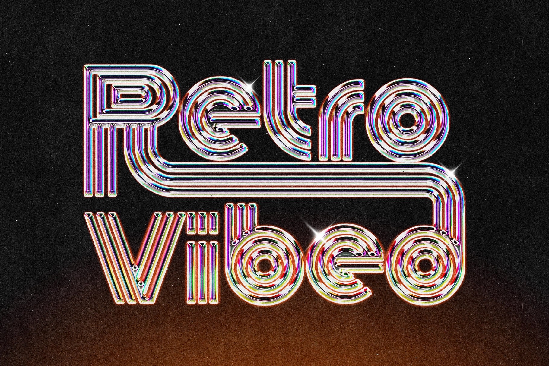 Vivid Retro Style Chrome Effect